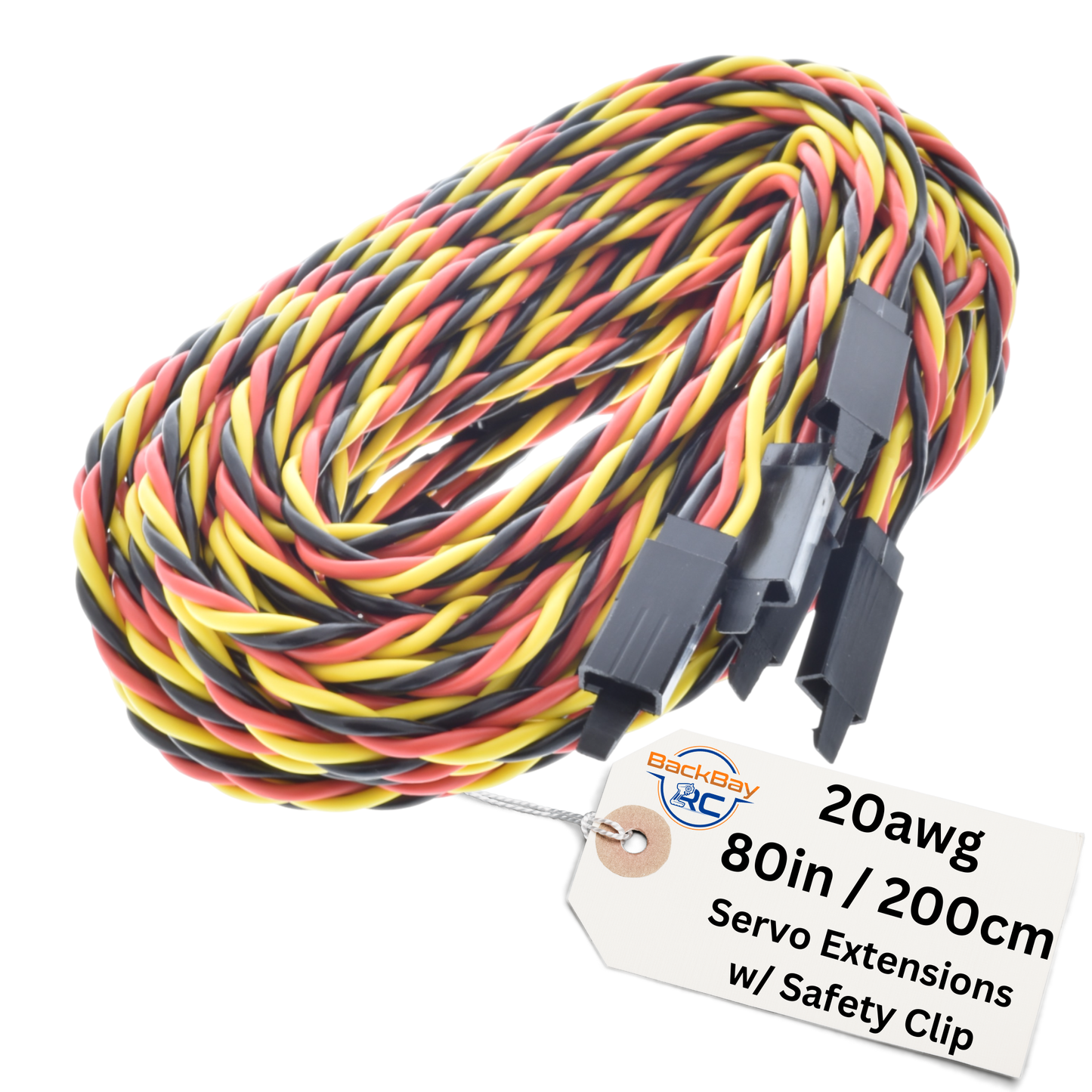 JR / Hitec Servo Extension Leads with Heavy Duty Twisted 20awg Wire and Safety Clips - 9 Lengths