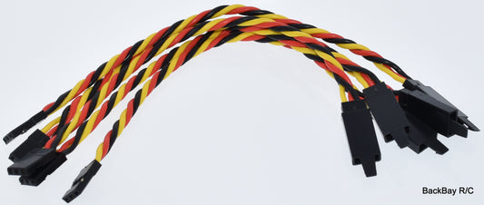 JR / Hitec Servo Extension Leads with Heavy Duty Twisted 20awg Wire and Safety Clips - 8 Lengths