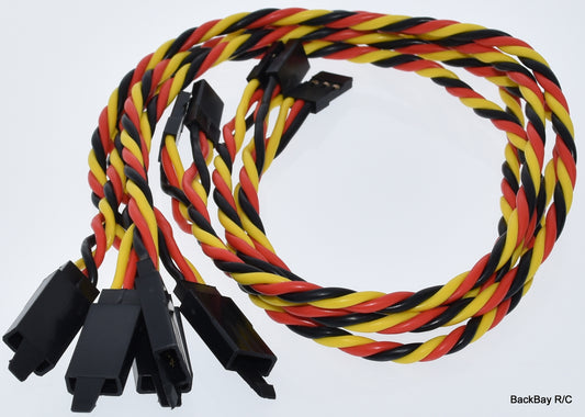 JR / Hitec Servo Extension Leads with Heavy Duty Twisted 20awg Wire and Safety Clips - 8 Lengths