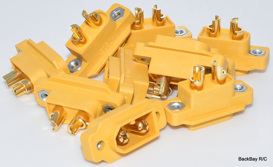 (10) AMASS Yellow Male XT60E-M - Panel Mount Connector - Drone with XT60