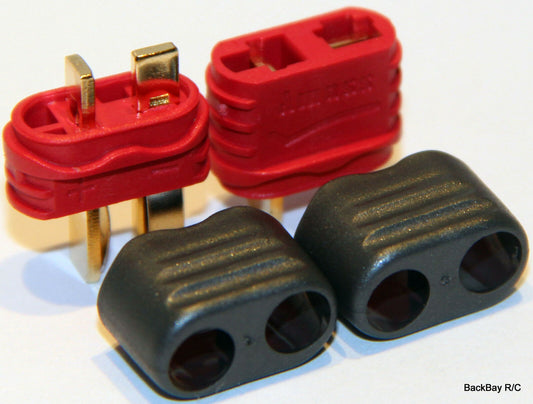 AMASS T-Plug (Deans Style) Connectors: 1 Male / Female Pair - No Heat Shrink