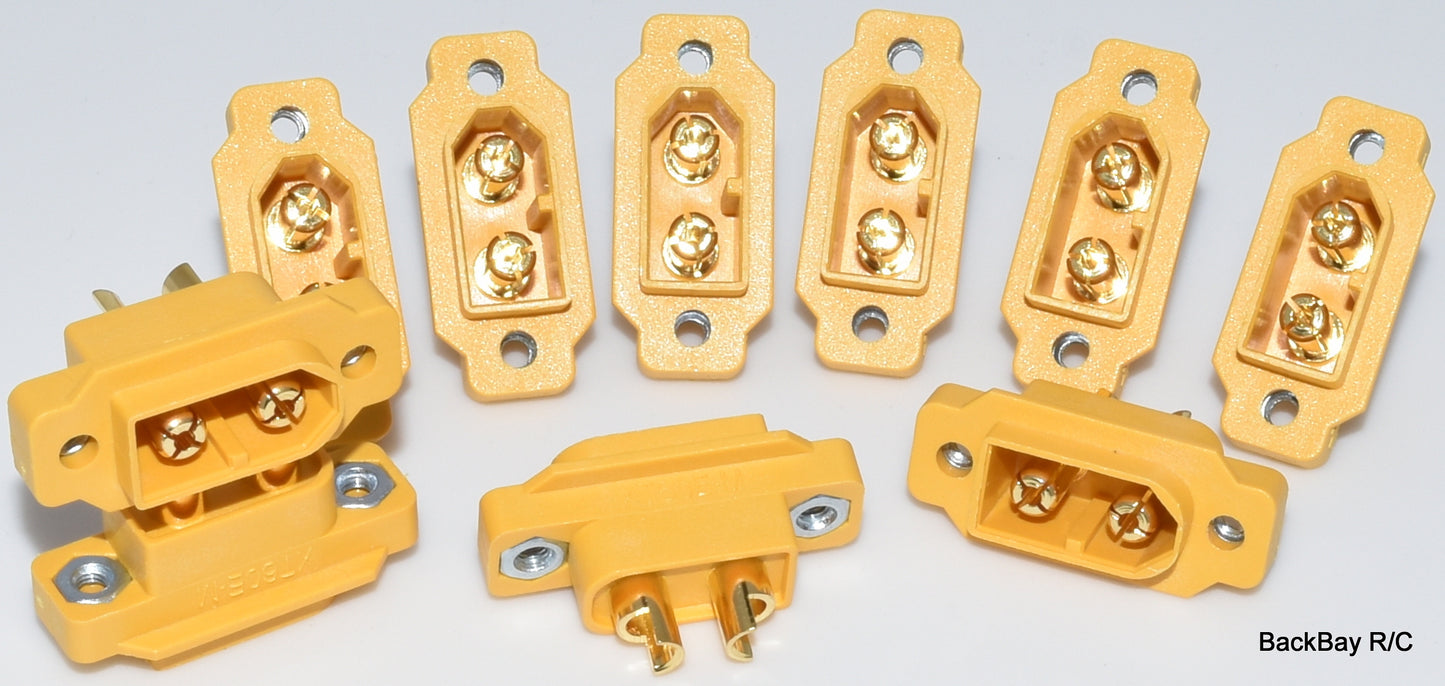 (10) AMASS Yellow Male XT60E-M - Panel Mount Connector - Drone with XT60