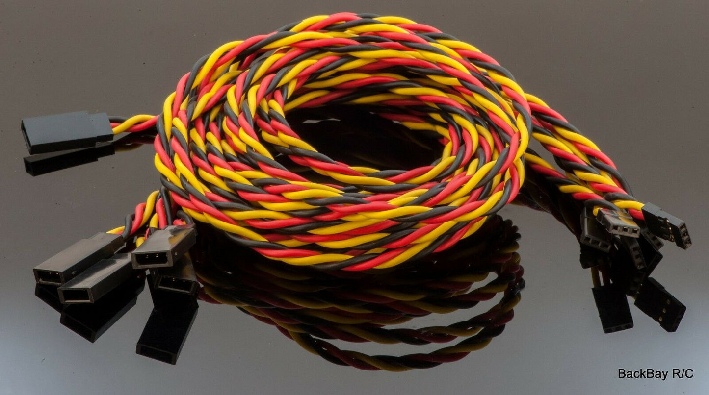 JR / Hitec Servo Extension Leads with Heavy Duty Twisted 20awg Wire - 6 Lengths