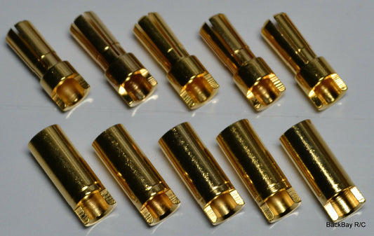 5 Male / 5 Female Polymax 5.5MM Gold Plated Bullet Connector Plugs - 100+ Amps