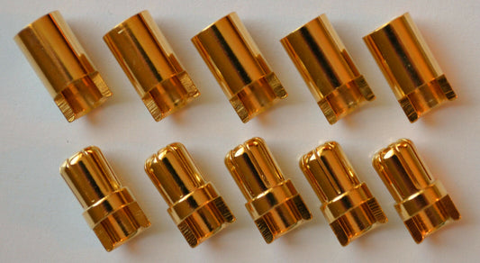 5 Male / 5 Female Polymax 6.5MM Gold Plated Bullet Connector Plugs - 100+ Amps