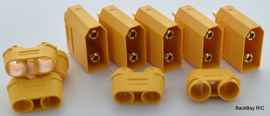 (5) Genuine AMASS XT90 Male (ESC/Device side) Lipo Battery Connectors - 4.5MM Bullets / 90+ Amps