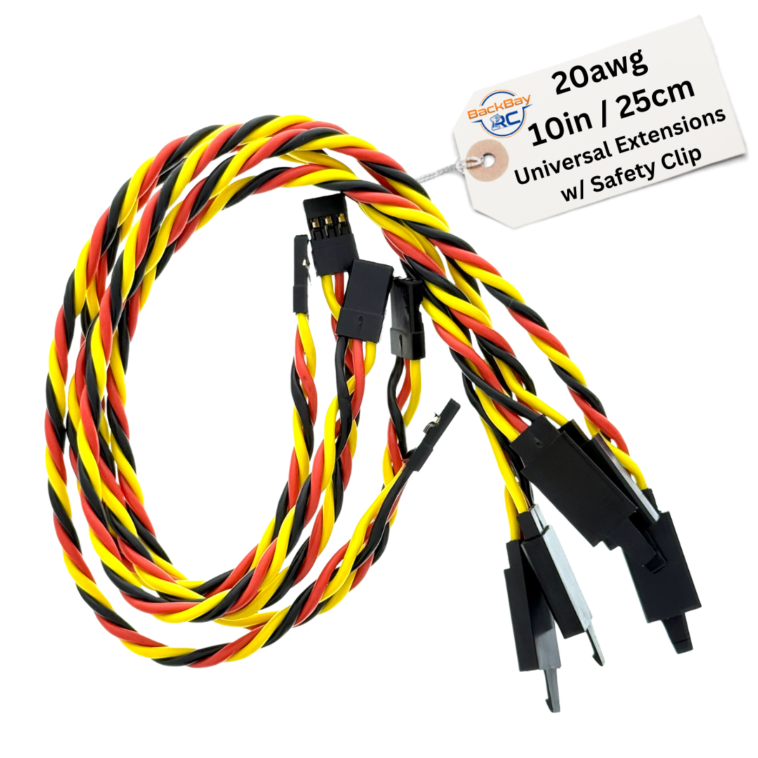 20awg Universal (JR & Futaba Compatible) Servo Extensions w/ Clip