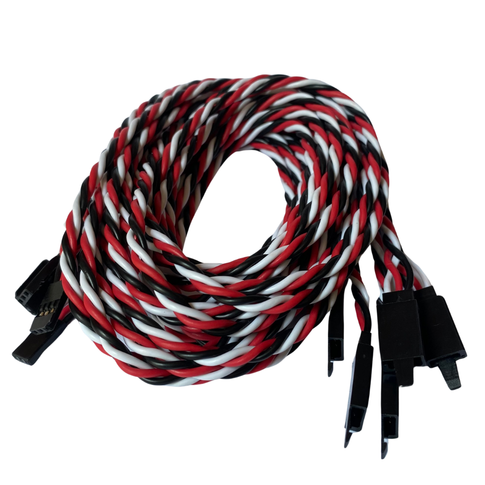 Futaba Servo Extension Leads with Heavy Duty Twisted 20awg Wire and Safety Clips - 7 Lengths