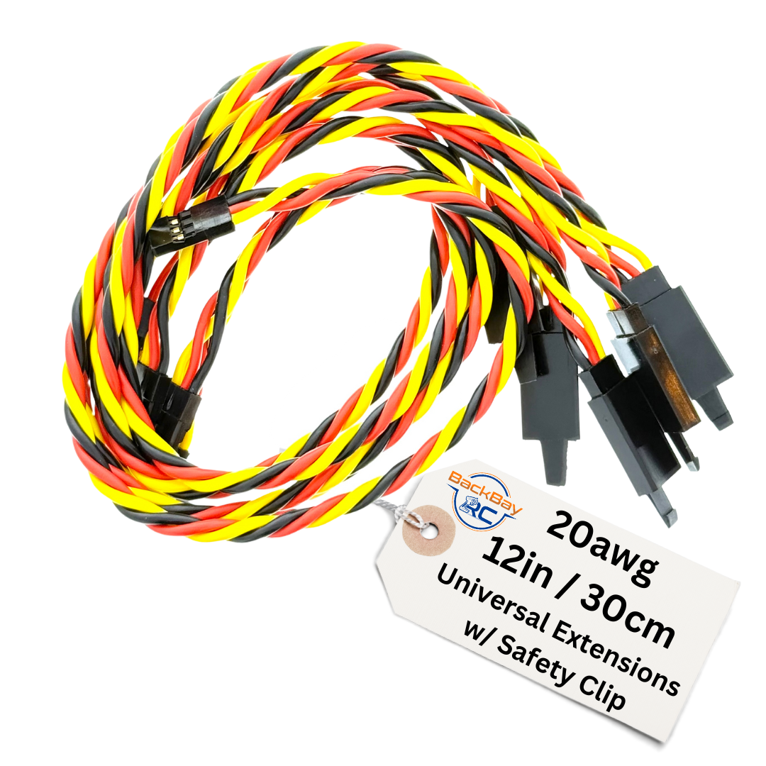 20awg Universal (JR & Futaba Compatible) Servo Extensions w/ Clip
