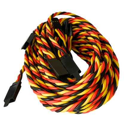 JR / Hitec Servo Extension Leads with Heavy Duty Twisted 20awg Wire and Safety Clips - 9 Lengths