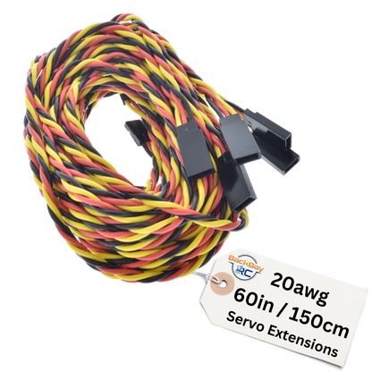 JR / Hitec Servo Extension Leads with Heavy Duty Twisted 20awg Wire - 8 Lengths