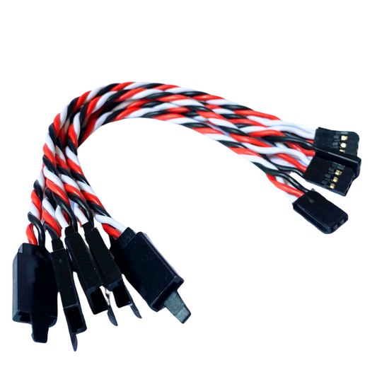 Futaba Servo Extension Leads with Heavy Duty Twisted 20awg Wire and Safety Clips - 7 Lengths