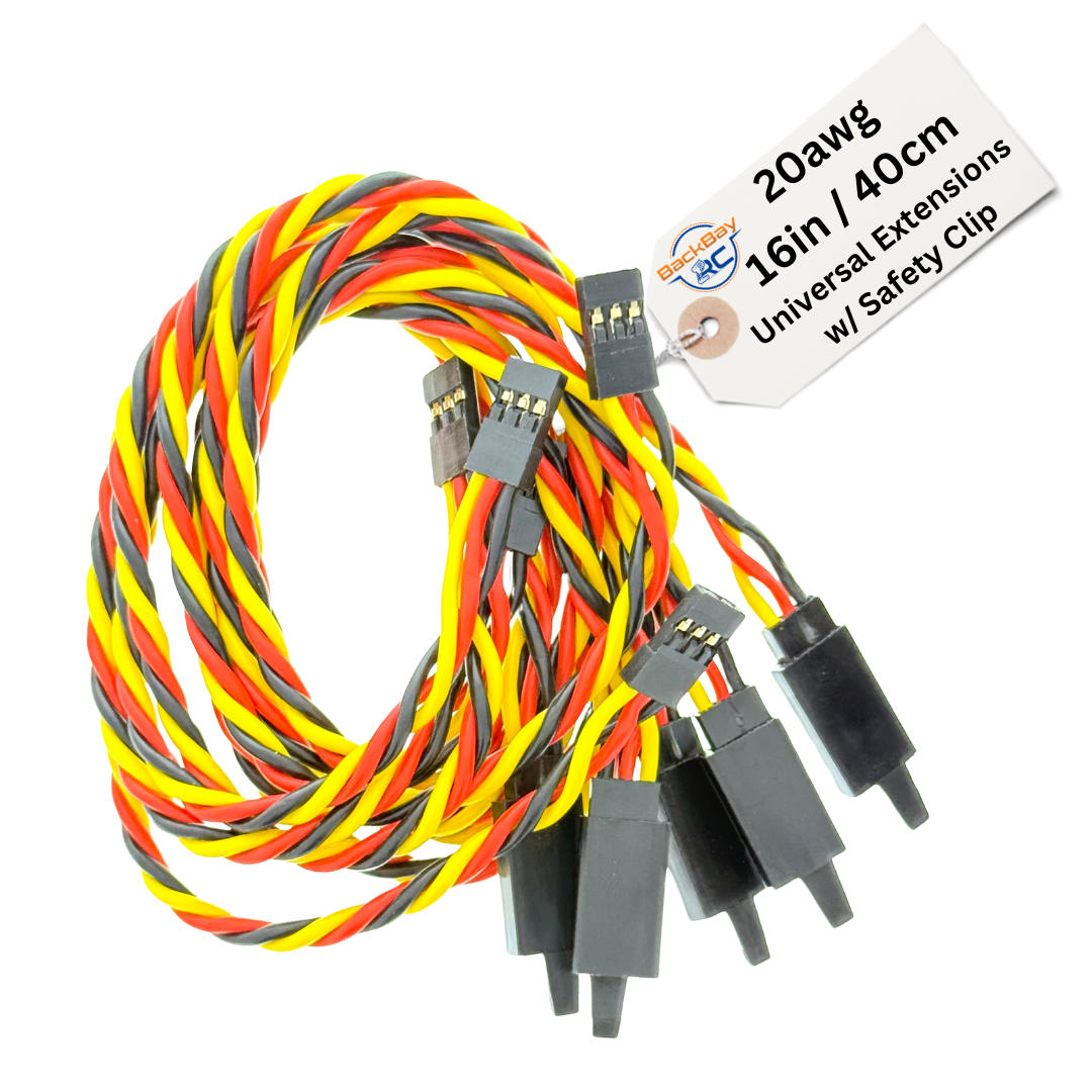 20awg Universal (JR & Futaba Compatible) Servo Extensions w/ Clip