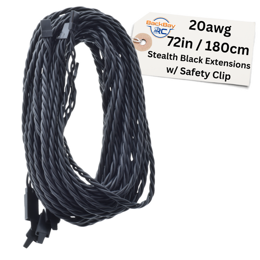 Stealth Series: JR / Hitec Servo Extension Leads with Heavy Duty Twisted 20awg Wire and Safety Clips - 11 Lengths