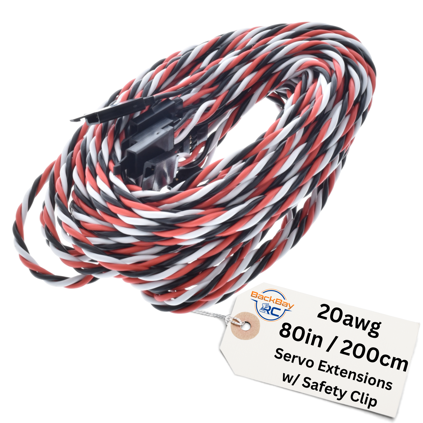 Futaba Servo Extension Leads with Heavy Duty Twisted 20awg Wire and Safety Clips - 9 Lengths