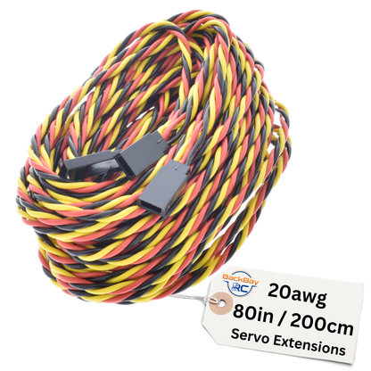 JR / Hitec Servo Extension Leads with Heavy Duty Twisted 20awg Wire - 8 Lengths