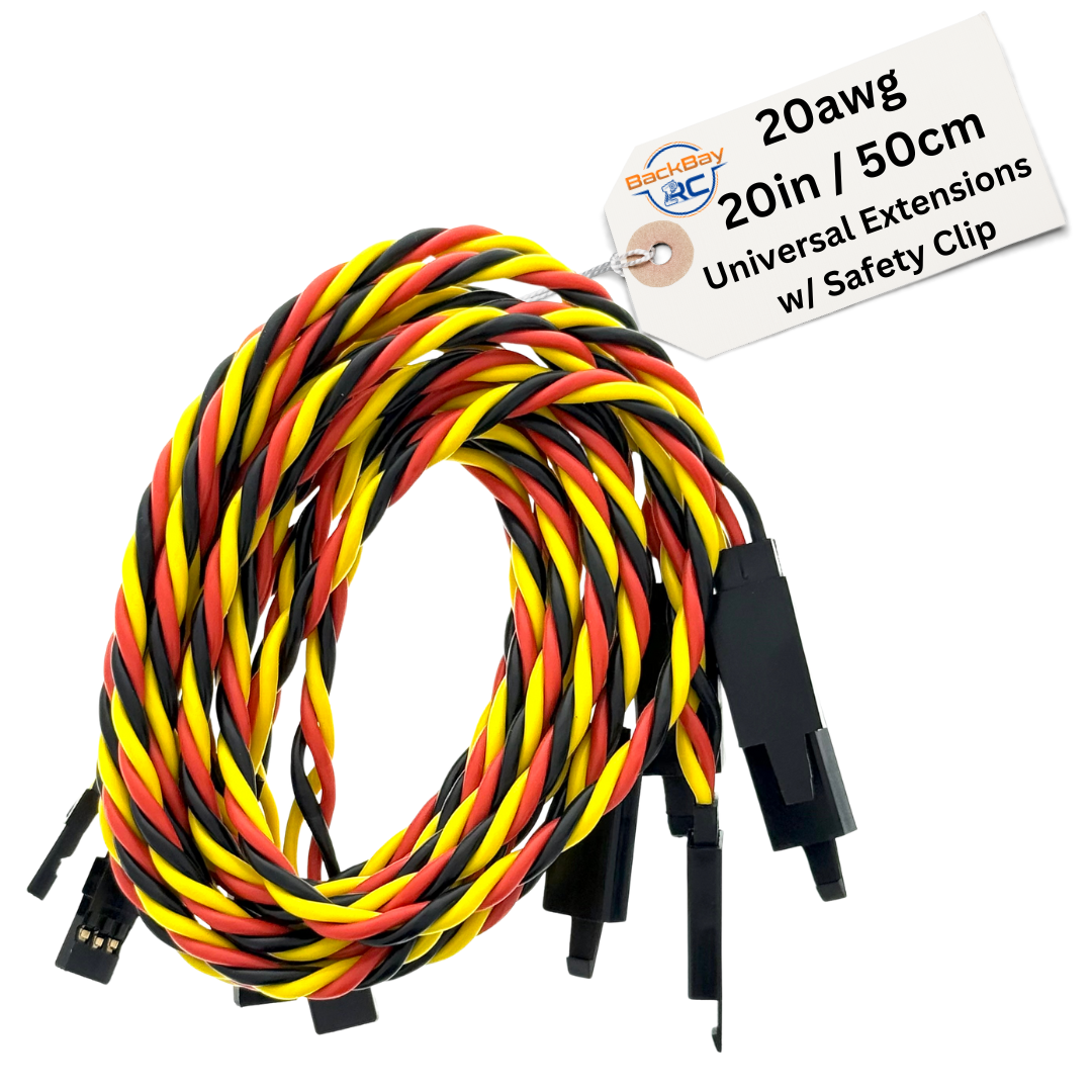 20awg Universal (JR & Futaba Compatible) Servo Extensions w/ Clip