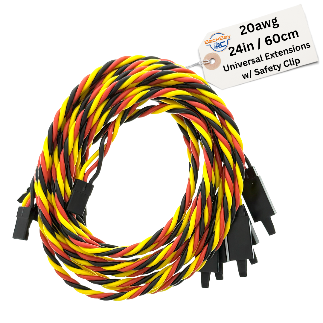 20awg Universal (JR & Futaba Compatible) Servo Extensions w/ Clip