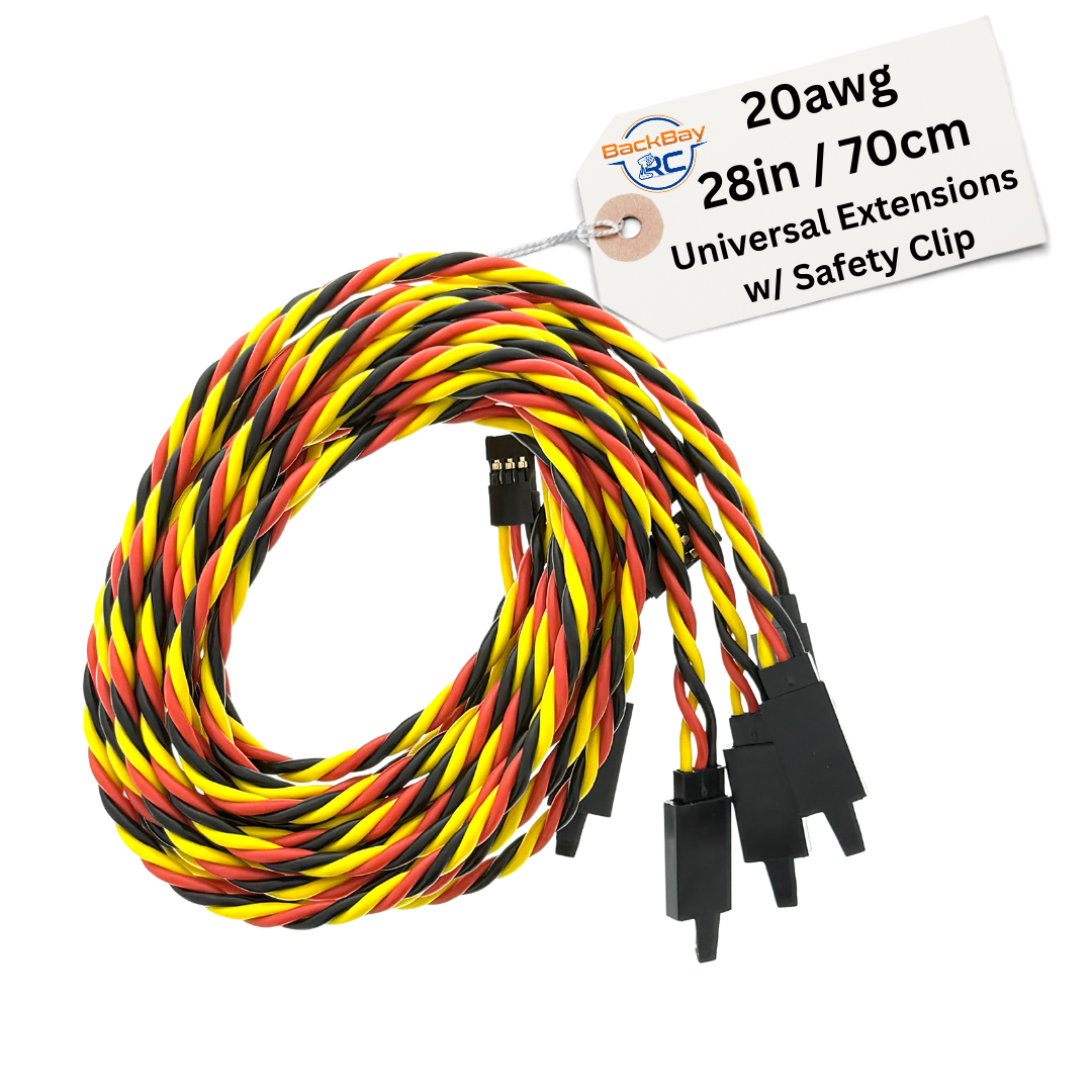 20awg Universal (JR & Futaba Compatible) Servo Extensions w/ Clip