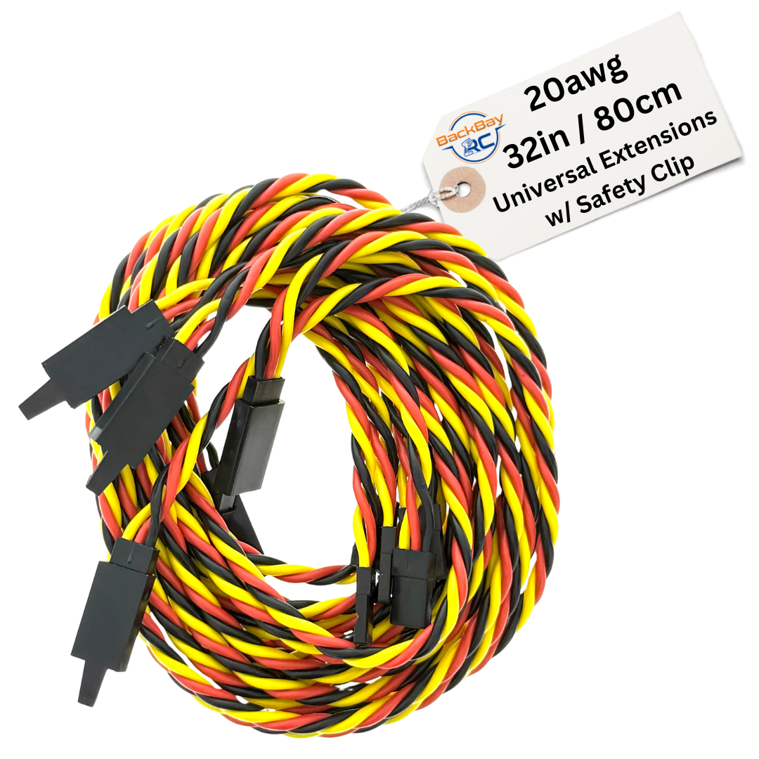 20awg Universal (JR & Futaba Compatible) Servo Extensions w/ Clip