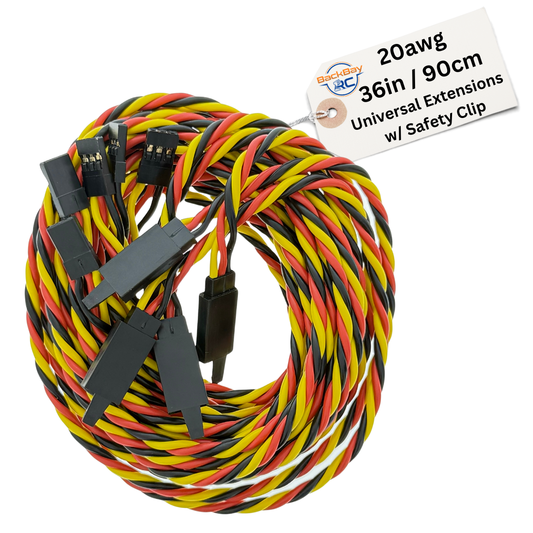 20awg Universal (JR & Futaba Compatible) Servo Extensions w/ Clip