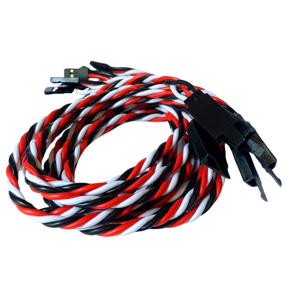 Futaba Servo Extension Leads with Heavy Duty Twisted 20awg Wire and Safety Clips - 7 Lengths