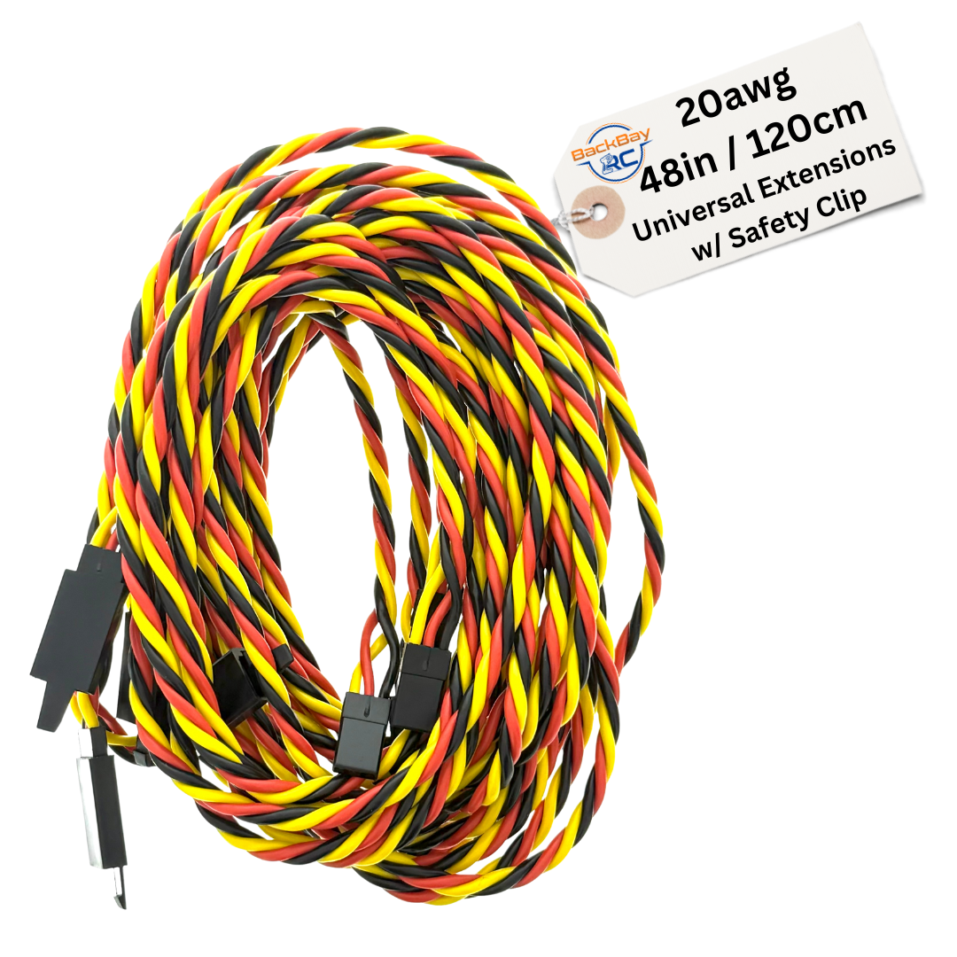 20awg Universal (JR & Futaba Compatible) Servo Extensions w/ Clip