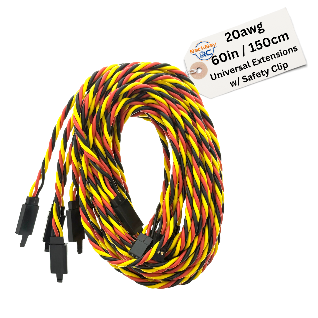 20awg Universal (JR & Futaba Compatible) Servo Extensions w/ Clip