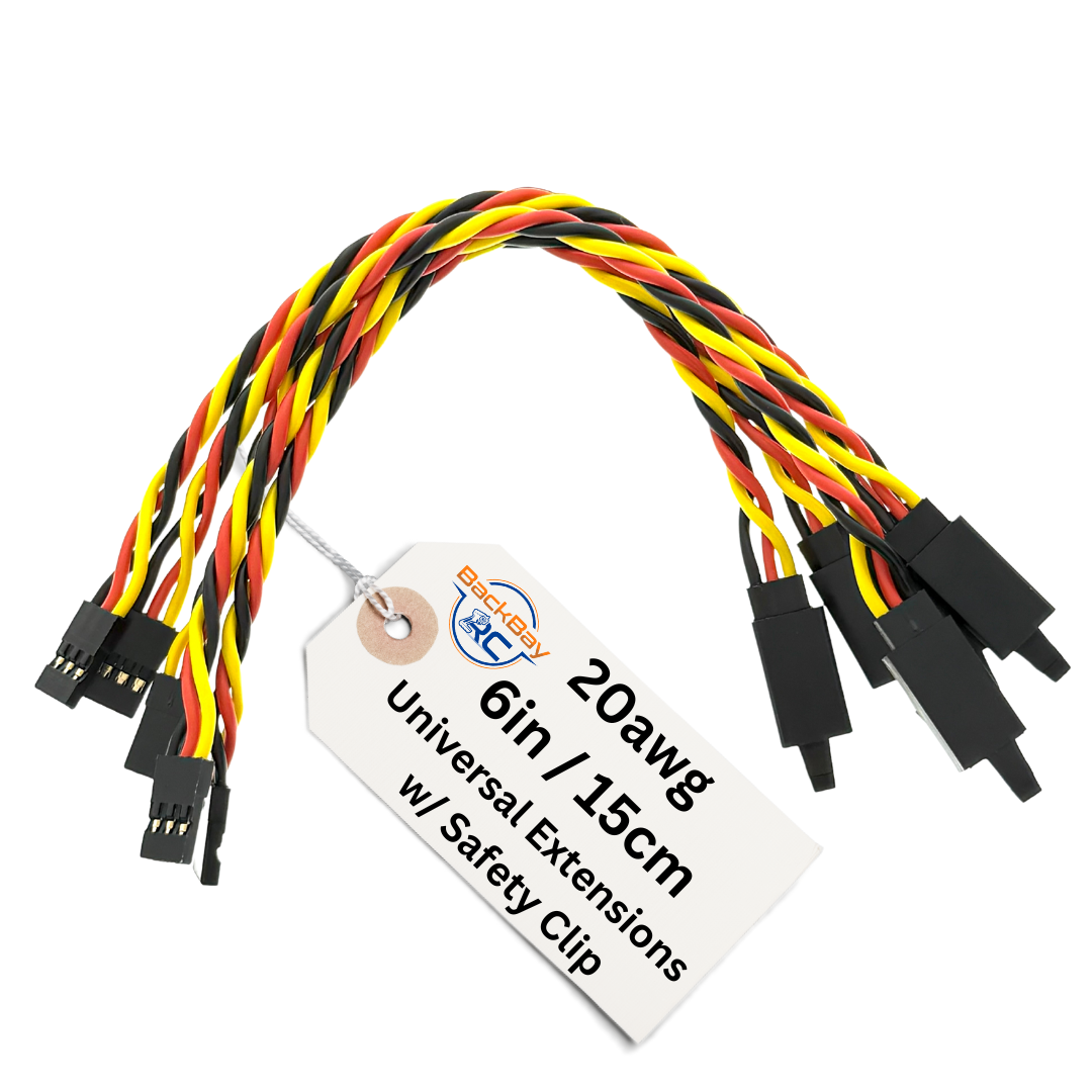 20awg Universal (JR & Futaba Compatible) Servo Extensions w/ Clip