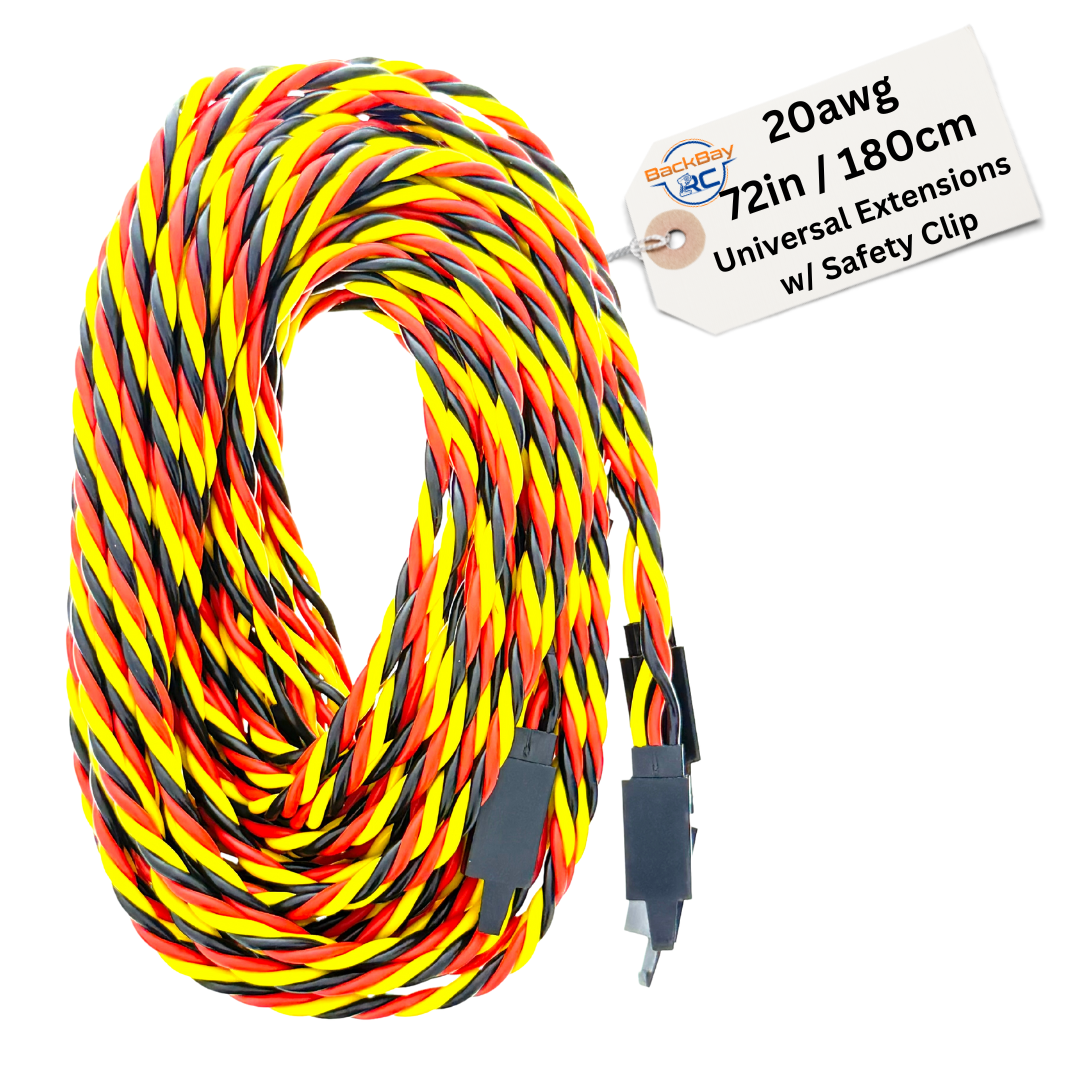 20awg Universal (JR & Futaba Compatible) Servo Extensions w/ Clip