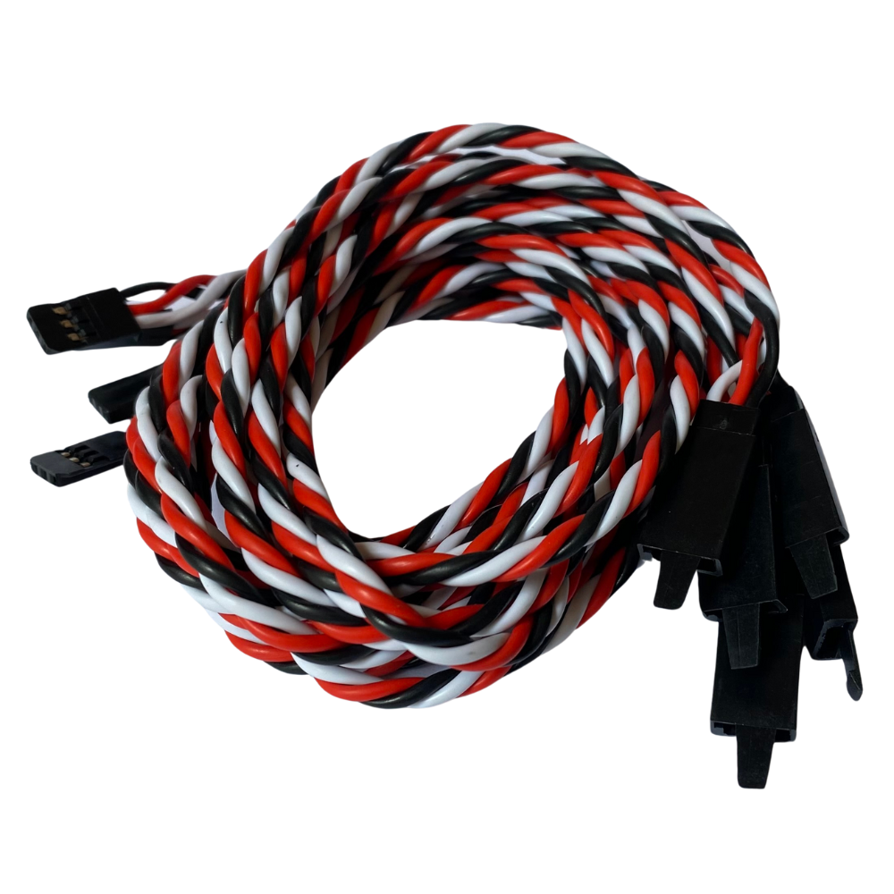 Futaba Servo Extension Leads with Heavy Duty Twisted 20awg Wire and Safety Clips - 7 Lengths