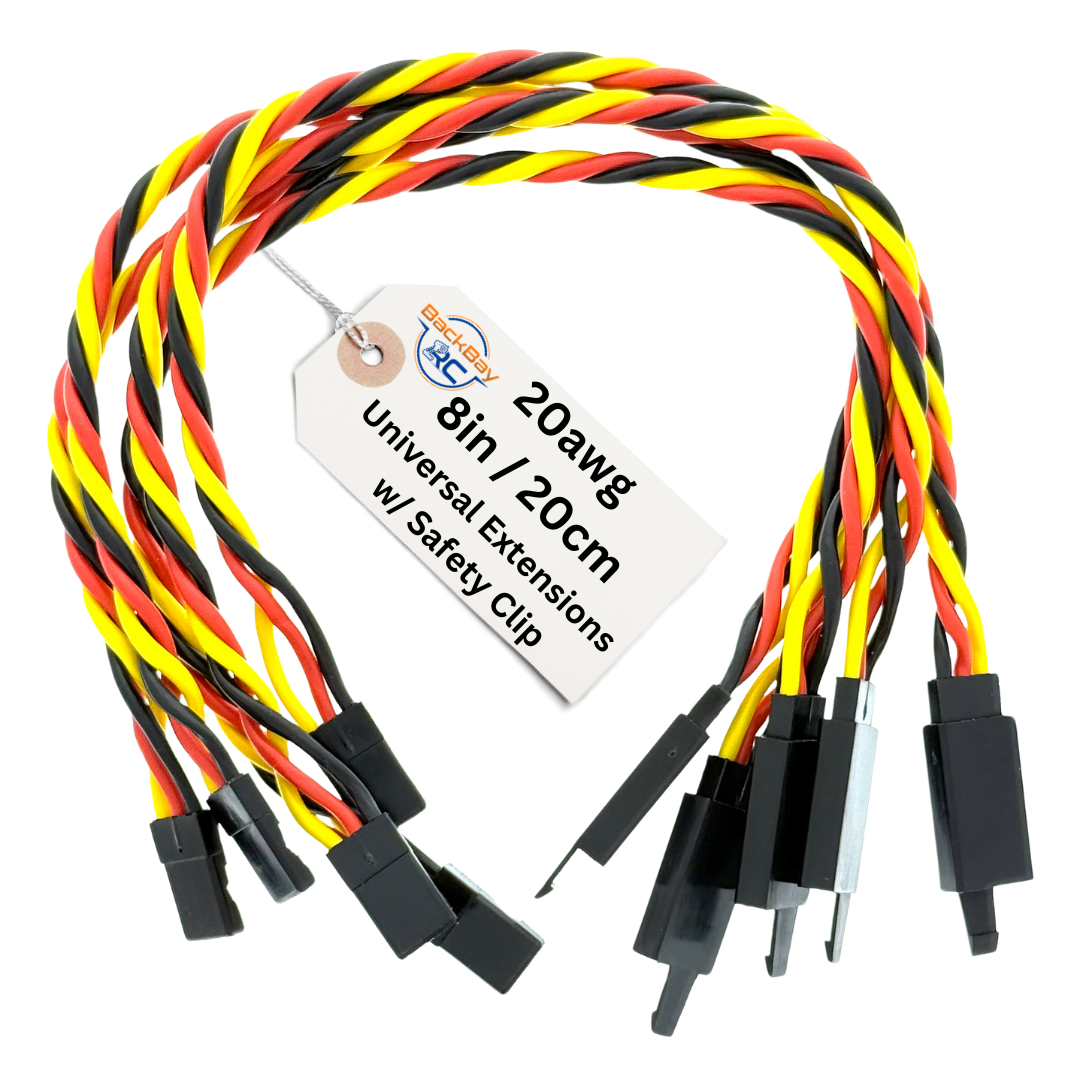 20awg Universal (JR & Futaba Compatible) Servo Extensions w/ Clip