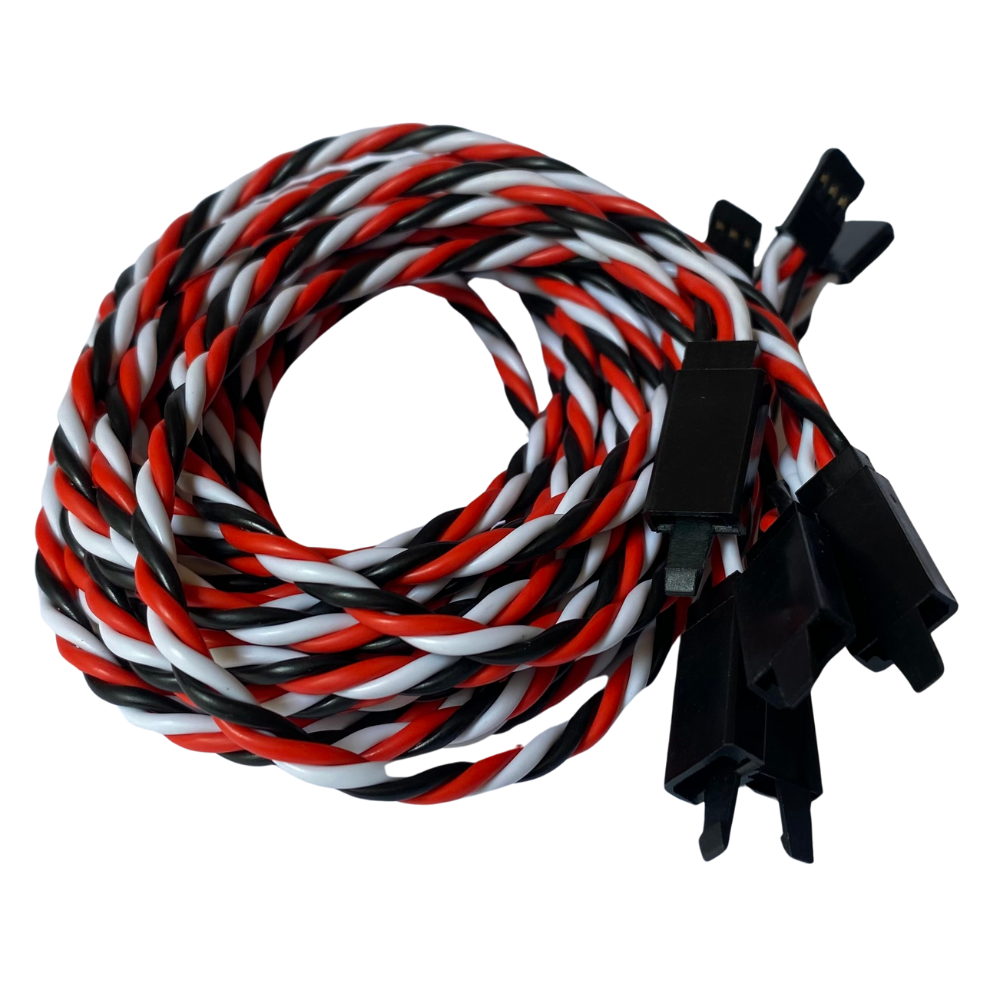 Futaba Servo Extension Leads with Heavy Duty Twisted 20awg Wire and Safety Clips - 7 Lengths