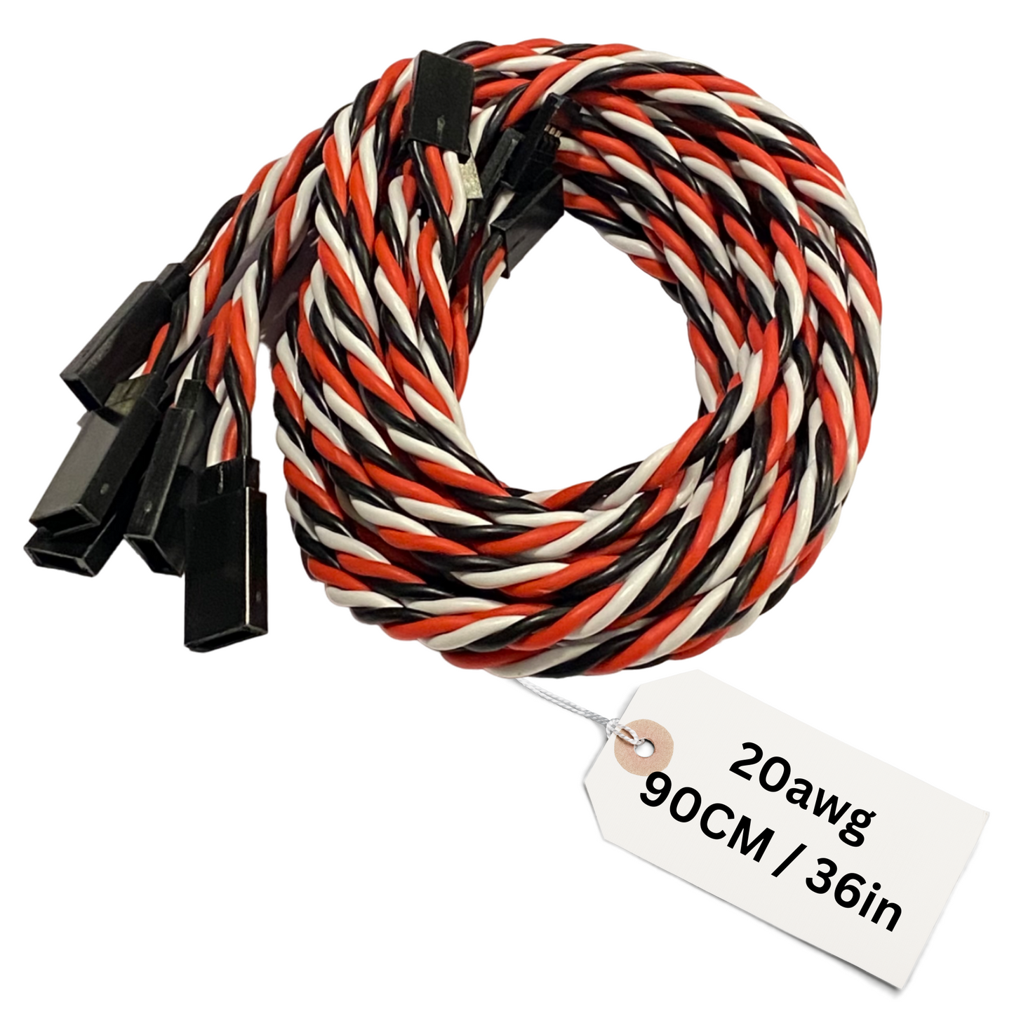 Futaba Servo Extension Leads with Heavy Duty Twisted 20awg Wire - 15CM - 90CM