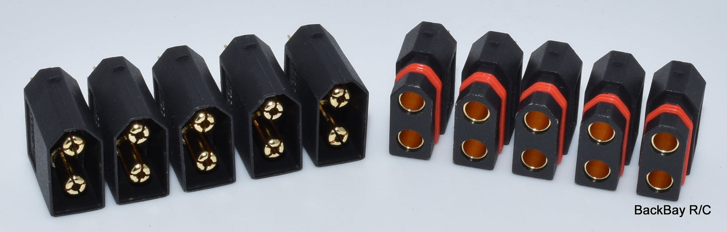 (5) Black Male / Female Pair XT60W Waterproof Connectors Plugs - Genuine AMASS