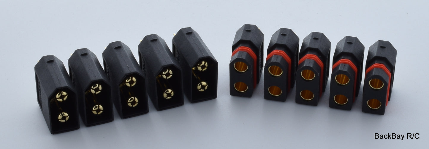 (5) Black Male / Female Pair XT60W Waterproof Connectors Plugs - Genuine AMASS