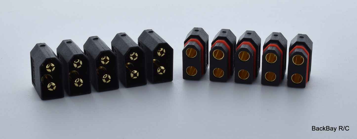 (5) Black Male / Female Pair XT60W Waterproof Connectors Plugs - Genuine AMASS