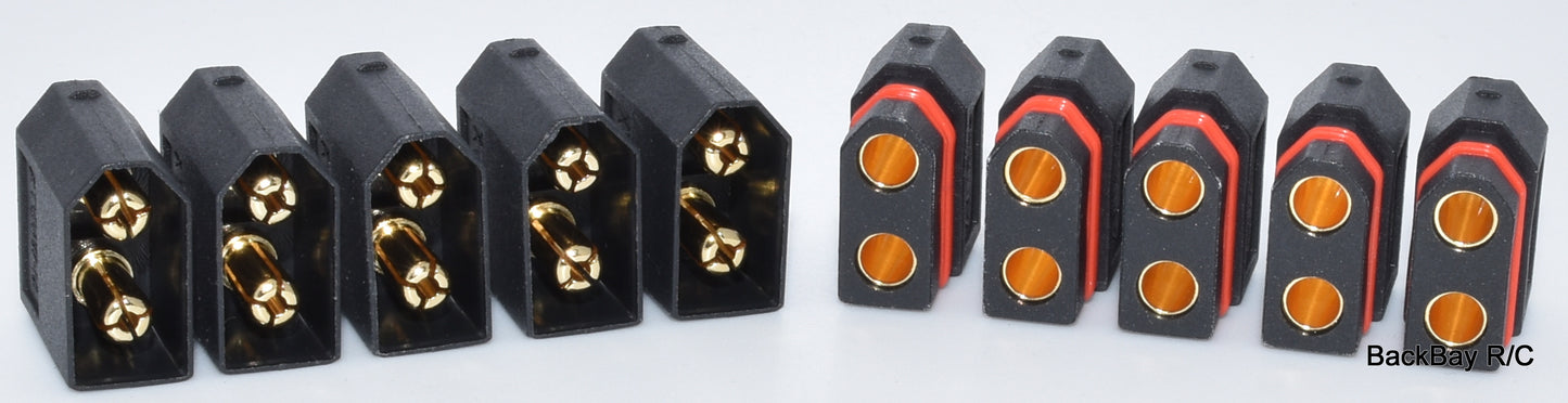 (5) Black Male / Female Pair XT60W Waterproof Connectors Plugs - Genuine AMASS