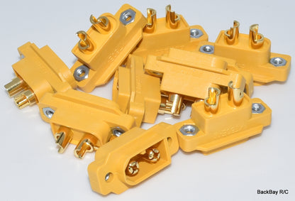 (10) AMASS Yellow Male XT60E-M - Panel Mount Connector - Drone with XT60