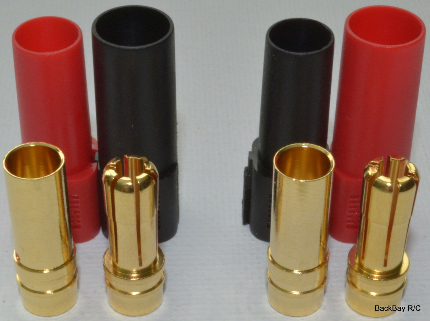 XT150 6MM Bullet Connector Plug Set (Red / Black, Male / Female) - 150+ Amps