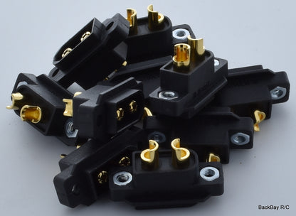 (10) AMASS Black Male XT60EW-M - Panel Mount Connector - Drone with XT60