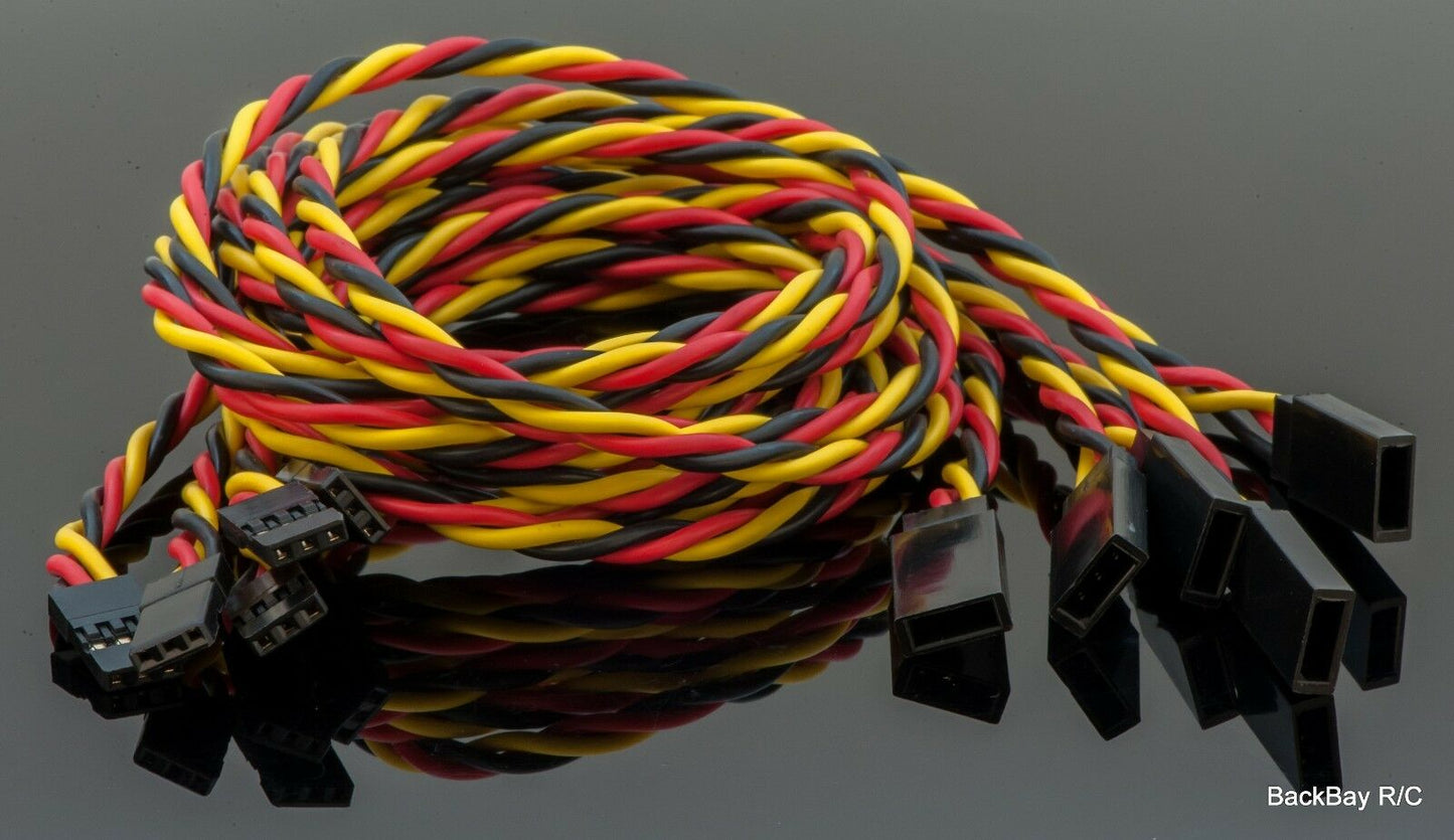 JR / Hitec Servo Extension Leads with Heavy Duty Twisted 20awg Wire - 6 Lengths