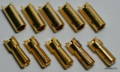 5 Male / 5 Female Polymax 5.5MM Gold Plated Bullet Connector Plugs - 100+ Amps