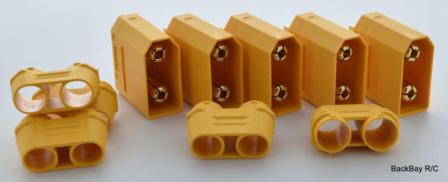 (5) Genuine AMASS XT90 Male (ESC/Device side) Lipo Battery Connectors - 4.5MM Bullets / 90+ Amps