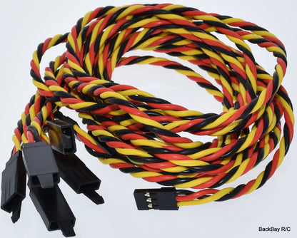 JR / Hitec Servo Extension Leads with Heavy Duty Twisted 20awg Wire and Safety Clips - 9 Lengths