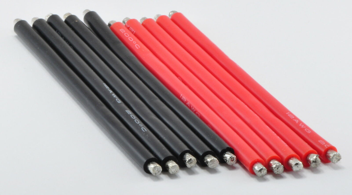 10CM 12awg Silicone Wires - 5 Red / 5 Black