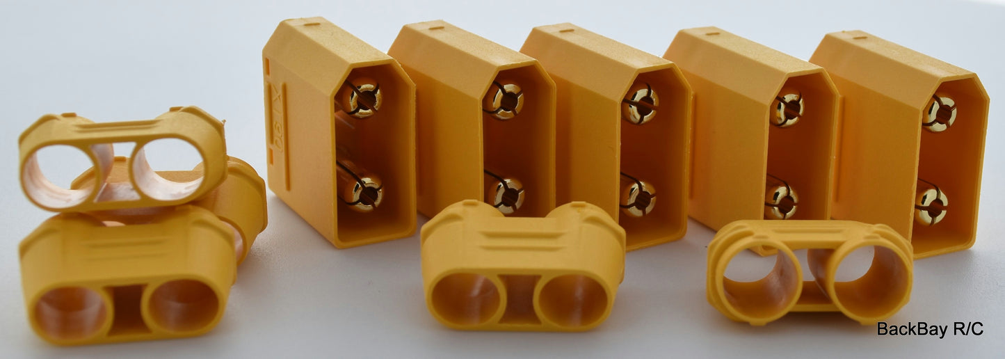 (5) Genuine AMASS XT90 Male (ESC/Device side) Lipo Battery Connectors - 4.5MM Bullets / 90+ Amps