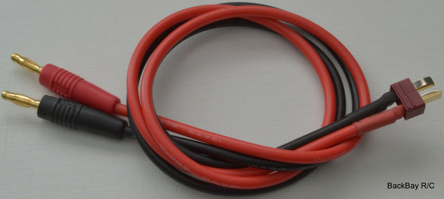 T-Plug (Deans Style) Male To 4mm Bullet - 30CM 12awg